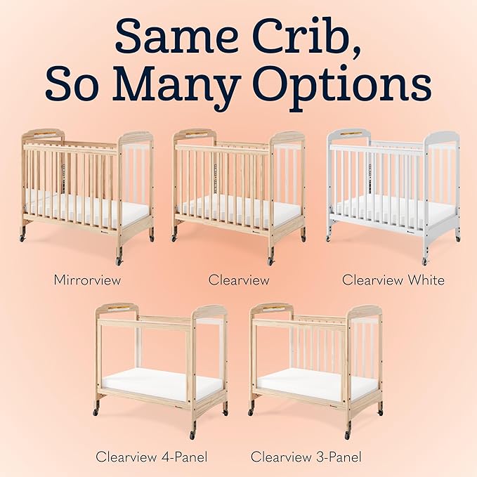 Foundations Serenity 3-Panel Clearview Compact Crib, Fixed-Side, Natural Wood