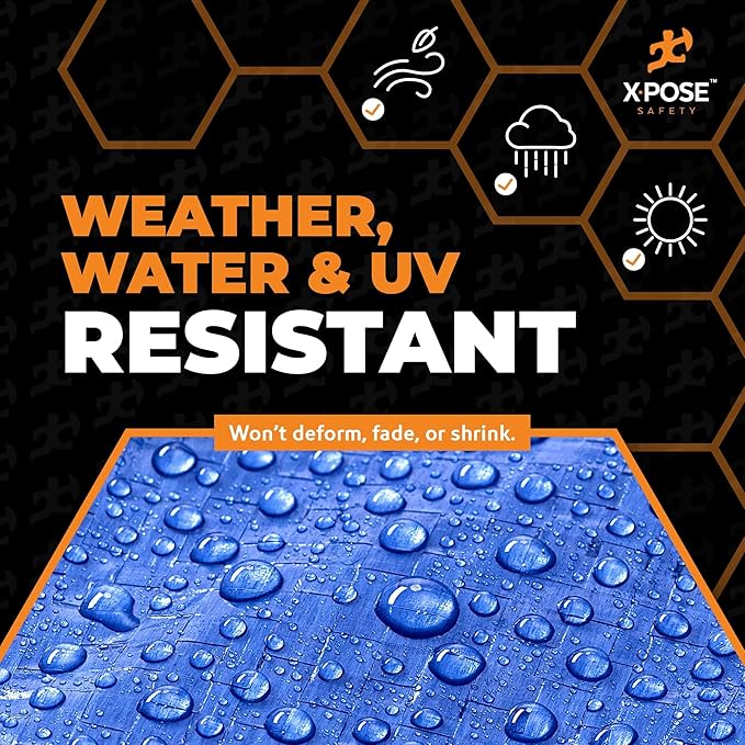 Better Blue Poly Tarp 12' x 14' - Multipurpose Protective Cover - Lightweight, Durable, Waterproof, Weather Proof - 5 Mil Thick Polyethylene - by Xpose Safety