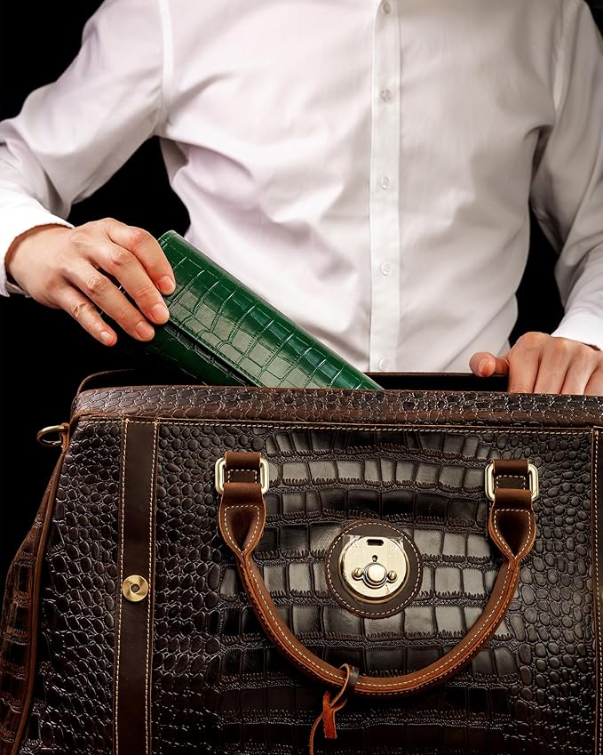 MR.OKAY 3 Watch Travel Case-Classic Leather Watch Case With Superb Texture. (Portable Watch Roll Or Organizer For Storage And Display).Festival Gift For Men, All Handcrafted By Artisans.