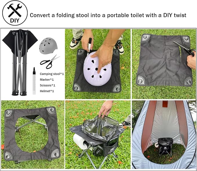 Opliy Camping Stool, Folding Small Chair Portable Camp Stool for Camping Fishing Hiking Gardening and Beach, Camping Seat with Carry Bag (Blue)