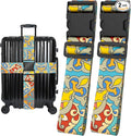 Totem Flowers Luggage Straps for Suitcases, Adjustable Luggage Travel Belt to Keep Luggage Security While Travel, Strong Polyester Fabric, Easy-to-Recognize Cute Pattern Travel Essentials, 2 Pack