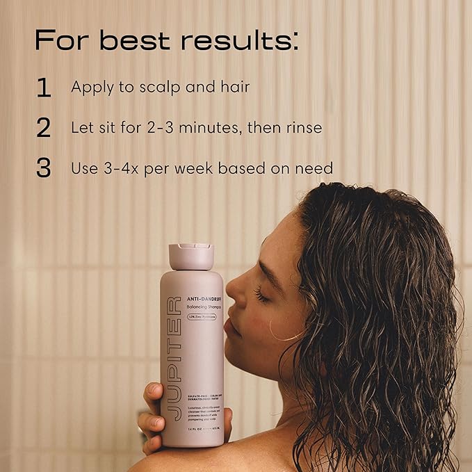 Jupiter Balancing Anti Dandruff Shampoo Duo, for Women & Men, Physician-Formulated for Flaky, Itchy, Oily, Dry Scalp, & Paraben-Free, Anti-Dandruff Shampoo with Zinc, 2 pack, 14 fl oz ea