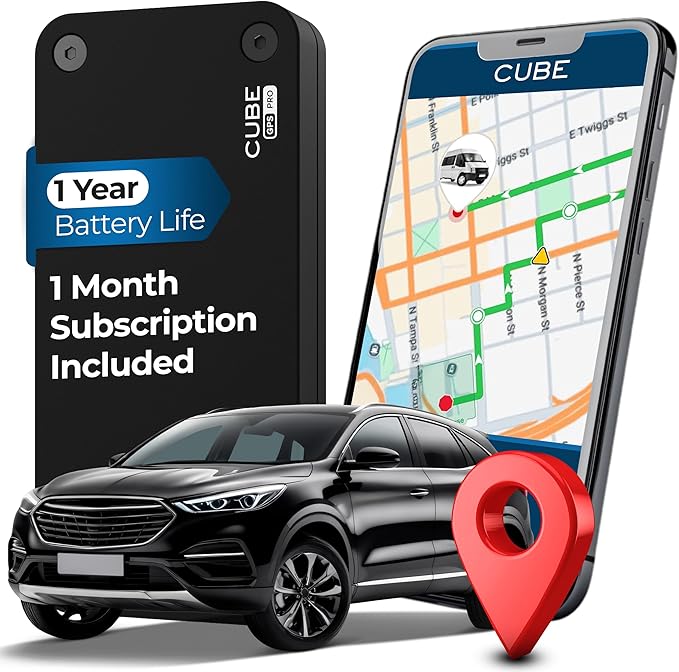 Cube Pro GPS Tracker for Vehicles with Built-in 1 Year Battery - IP67 Waterproof Real Time GPS Tracker for Cars - iOS & Android Compatible - Hidden Magnetic Tracking Device for Cars, Fleets, Trailers