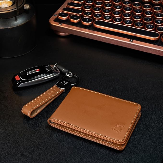 Kings Loot Wallet for Men | Customized Minimalist Slim RFID Blocking Leather Design with Cash Pocket & Card Pull Strap | Holds 1-15 Cards | Stylish & Durable Wallets