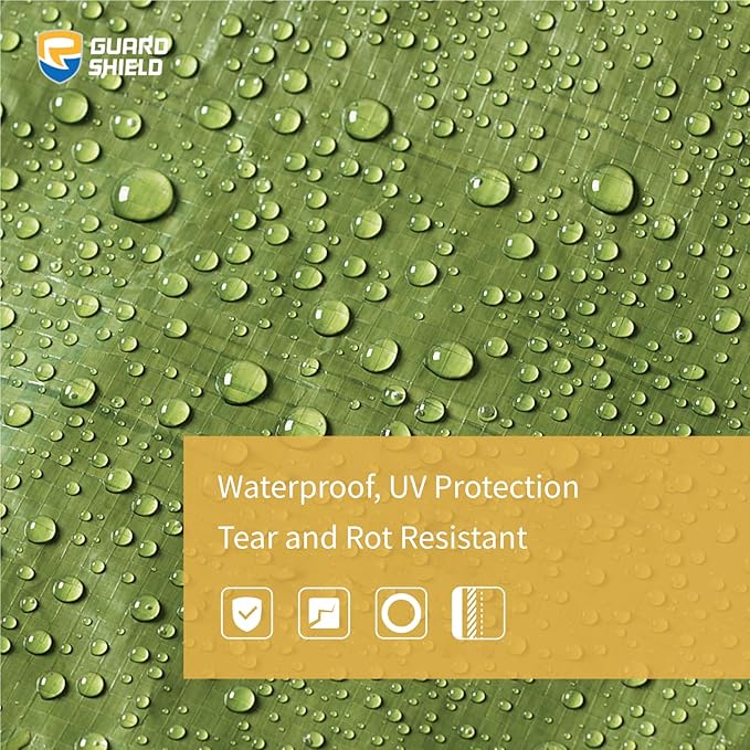 GUARD SHIELD Tarp Green 12x16 Feet Multi Purpose Waterproof Poly Tarp Cover 5mil (2-Pack)