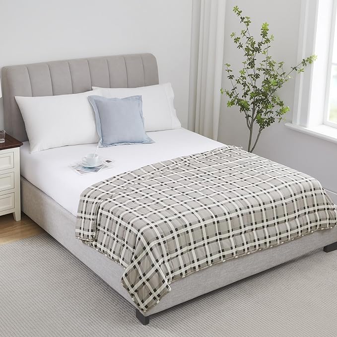 L'AGRATY Weighted Blanket - 48"x72" 20lbs Cooling Breathable Heavy Blanket Microfiber Material with Glass Beads Big Blanket for Adult All-Season Summer Fall Winter Soft Thick Comfort Blanket