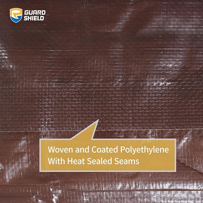 GUARD SHIELD Brown Tarp 10x10 Feet Waterproof Tarps Lightweight Camping Tarp Outdoor Multi Purpose Poly Cover 6mil