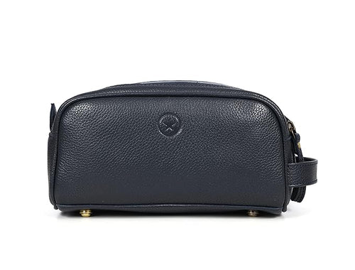 10" Premium Leather Toiletry Travel Pouch With Waterproof Lining | King-Size Handcrafted Vintage Dopp - Kit Gift for Father's Day By Aaron Leather Goods