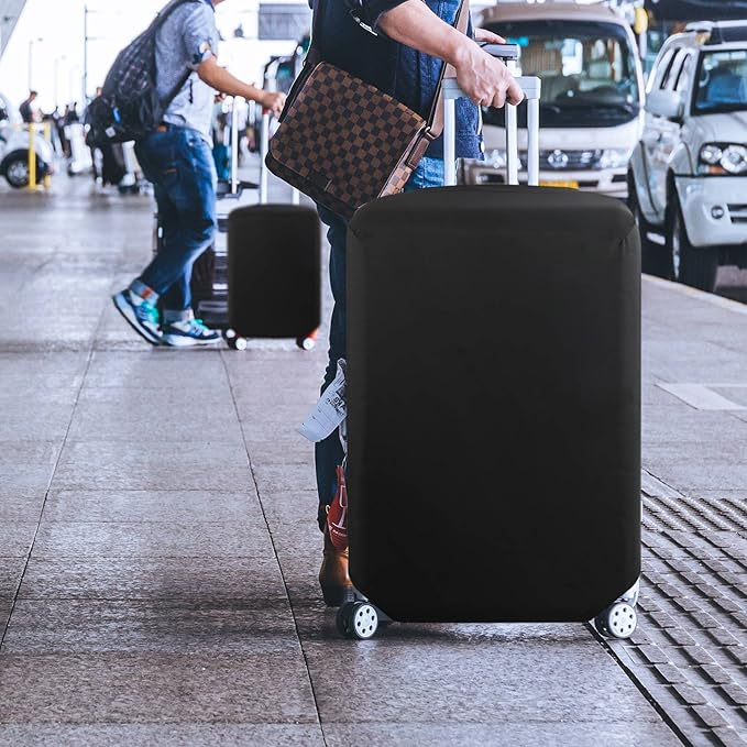 HYPER VENTURE Washable Luggage Cover - Fashion Suitcase Protector Fits 27-30 Inch Luggage (Black, L)