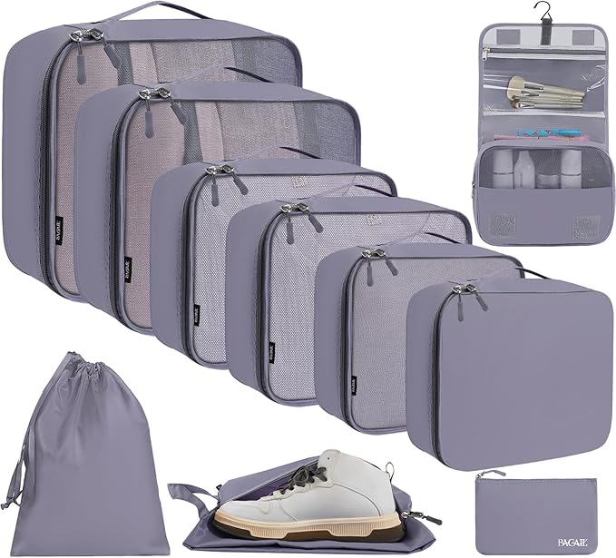 BAGAIL 6 Set/8 Set/10 Set Packing Cubes Various Sizes Packing Organizer for Travel Accessories Luggage Carry On Suitcase