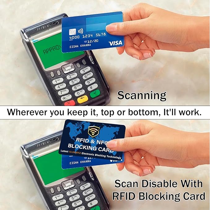 SaiTech IT 5 Pack RFID Blocking Card NFC Contactless Debit/Credit Card ATM Passport Protector ideal for Men & women slim with World map design perfectly fit in wallet - Blue