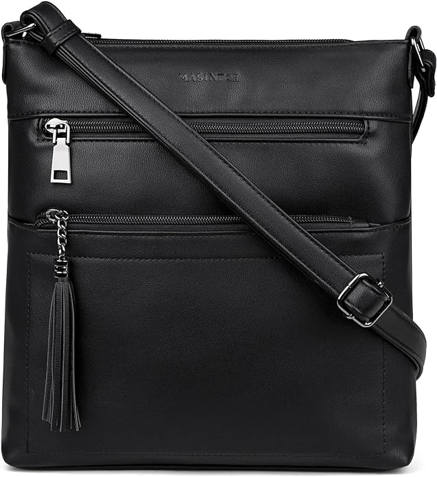 MASINTOR Crossbody Purses for Women, Multi Pocket Casual Crossbody Bag, Adjustable Strap Shoulder Bag with Tassel