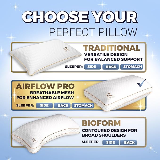 Royal Therapy King Memory Foam Pillows 2-Pack - Shredded Memory Foam Pillow for All Sleep Positions - Medium Firm Pillow with Adjustable Loft, Bamboo Rayon Cover, CertiPUR-US, Oeko-TEX Certified