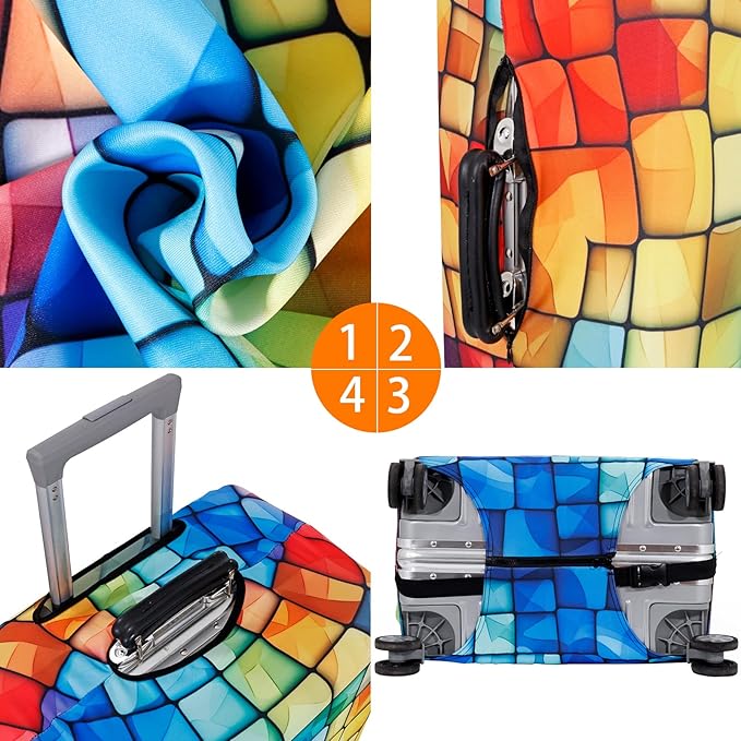 MosaiRudo Travel Luggage Covers For Suitcase Tsa Approved,Suitcase Cover Protector Fit 18-32 Inch Luggage Travel Accessories (T2501, M)