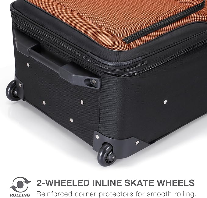 Travel Select Amsterdam 25-Inch Softside Expandable Rolling Upright Luggage, Lightweight 2-Wheel Suitcase with Push-Button Handle, Navy