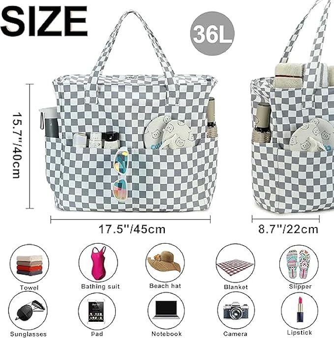 Waterproof Beach Tote Pool Bags for Women Ladies Extra Large Gym Tote Carry On Bag With Wet Compartment for Weekender Travel