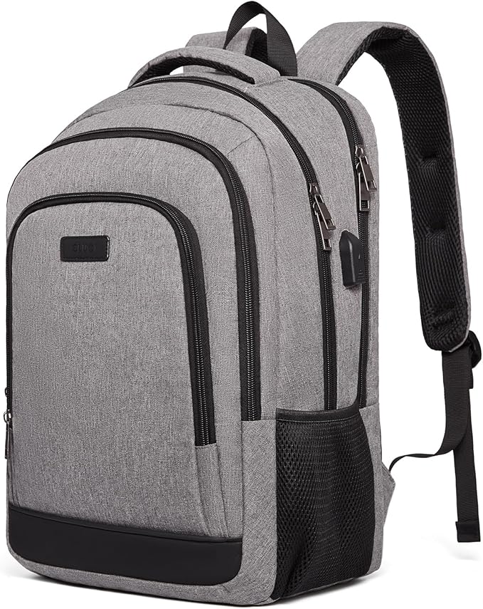 CLUCI Laptop Backpack for Men Women School Backpack College Bookbag for Men Water Resistant Travel Work Backpacks Fits 15.6" Laptop Business Computer Bag with USB Charging Port Grey