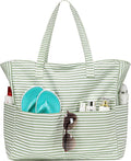 LEDAOU Large Beach Tote Bag Women Waterproof Sandproof Zipper Beach Tote Bag for Pool Gym Grocery Travel with Wet Pocket