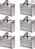 VENO 6 Pack Heavy Duty Moving Bags, Storage Bags, Packing Supplies, Top Zipper, Storage Totes for Camping, Clothes, Bedding, Comforters, Pillows (22 Gallon Clear, 6 Pack)