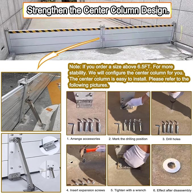 Reusable Flood Barrier, 3/4/5/6/7/8/9/10/11/12/13ft Long Heavy Duty Aluminum Water Barrier Shield for Sliding Glass Door/Driveway/Home Doorway, Removable Stopper Shield with Rubber(H 3.3ft