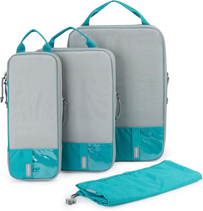 BAGSMART 6 Set Compression Packing Cubes - Lightweight Travel Essentials, Durable Luggage Organizer