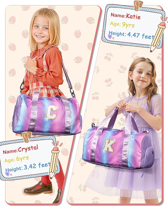Daughter Birthday Gifts-Girl Gym Bag with Shoe Compartment, Kid Personalized Weekender Overnight Bags, Initial Travel Tote with Makeup Pouch, Graduation Gift for Girls (Letter Y)