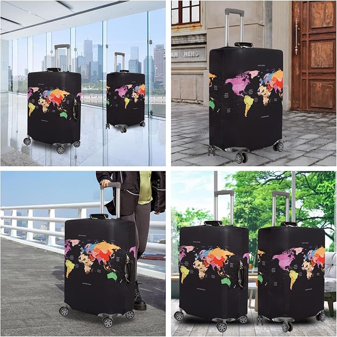 MosaiRudo Thicker Luggage Cover Elastic Suitcase Cover Protector Fits 18-32 Inch Suitcase Travel Accessories (TKM0042, L)
