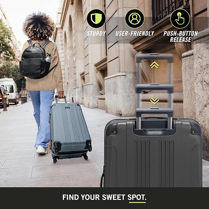 Kenneth Cole REACTION Out of Bounds Lightweight Hardshell 4-Wheel Spinner Luggage, Charcoal, 2-Piece Set (20" & 28")
