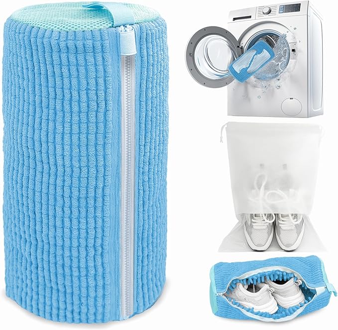 Shoe Washing Machine Bag,Laundry Shoe Bag for Washer and Dryer,Reusable Shoe Cleaning Bag for Sneakers,Tennis Shoes,With Self-locking Zipper, Microfiber Inside,Include Shoes Storage Bag
