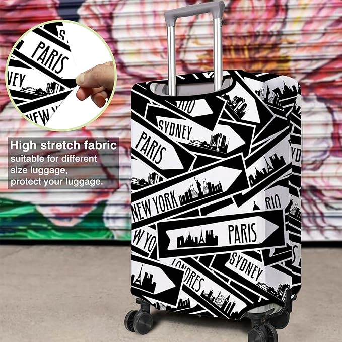 Travel Luggage Cover Suitcase Protector Fits 18-32 Inch Wheel Covers PatternedTravel Related Items Flower Luggage Protector Elastic M