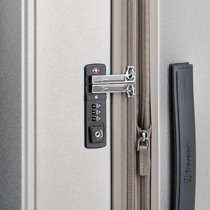 Travelpro Platinum Elite Hardside Expandable Spinner Wheel Luggage TSA Lock Hard Shell Polycarbonate Suitcase, Metallic Sand, 2-Piece Set (21/25)