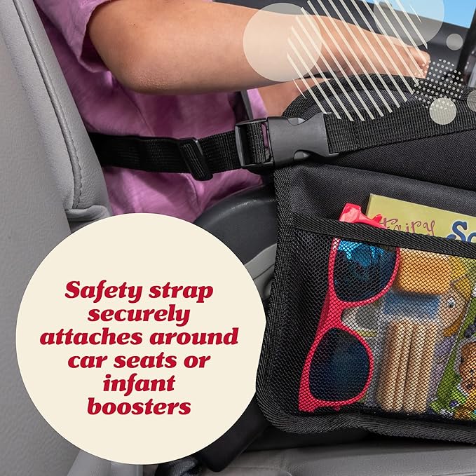 Lusso Gear Kids Travel Tray for Car Seat - Dinos, Oxford Cloth & Plastic - Dry-Erase Tablet Holder with Cup Holder & Storage - Road Trip Essentials & Plane Activity Tray