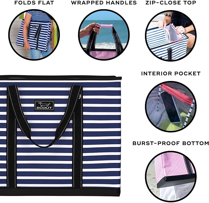 SCOUT 4 Boys Zip Tote XX-Large - Durable Lightweight Bag for Beach, Pool, Family Travel, Storage - Water-Resistant, Zips Shut
