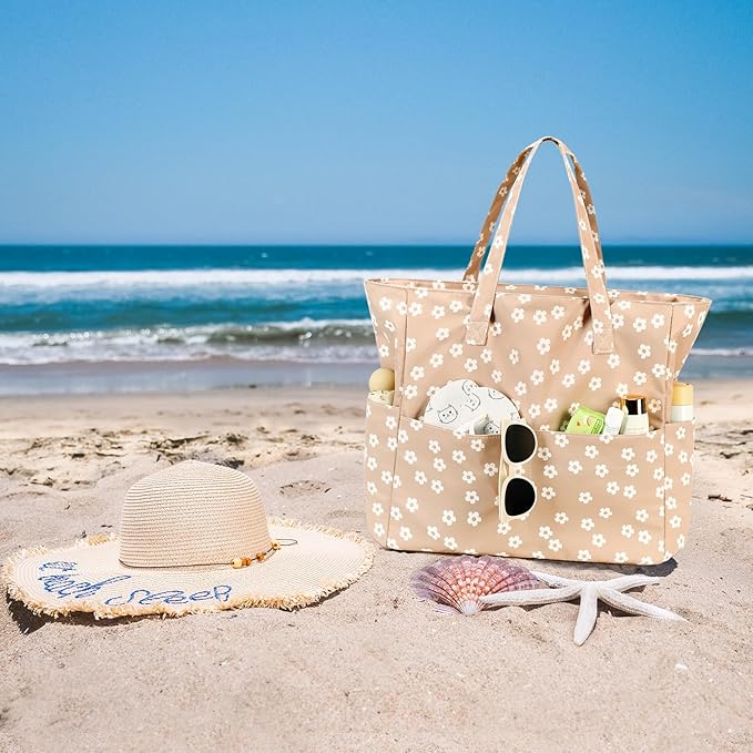 Waterproof Beach Tote Pool Bags for Women Ladies Extra Large Gym Tote Carry On Bag With Wet Compartment for Weekender Travel
