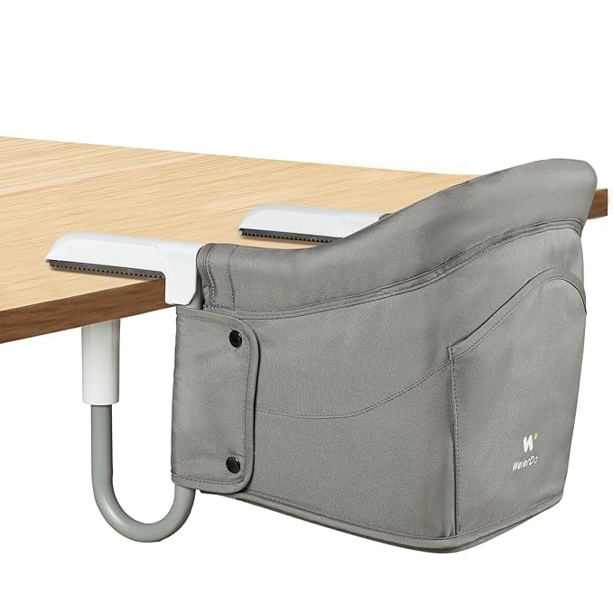 Hook On High Chair Portable & Foldable for Babies 6-36 Months Attach to Fast Table Clip On High Chair with Travel Bag - Compact Baby Feeding Seat for Home Dining & Travel (Grey)
