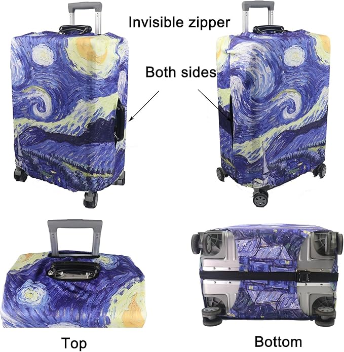 MosaiRudo Thicker Luggage Cover Elastic Suitcase Cover Protector Fits 18-32 Inch Suitcase Travel Accessories (Starry Sky, L)