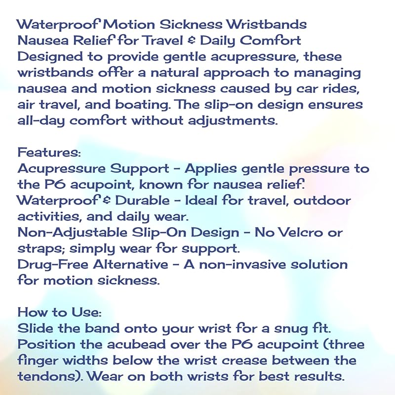 Motion Sickness Relief Acupressure Wristbands for Kids and Adults – Waterproof, Slip-On, Nausea Relief, Motion Sickness, Travel (2 Pack) (Sky Blue, Medium 7)