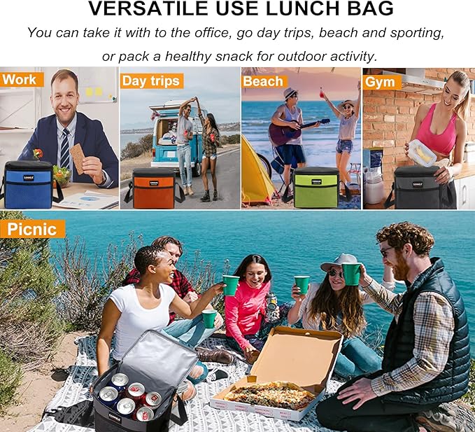 6 Can/5L Lunch Bag for Women Men Portable Lunch Box Small Cooler Bag Soft Collapsible Reusable Insulated Lunch Tote for Everyday Work Travel (Red)