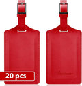 Travelambo Luggage Tags for Suitcases Faux Leather Privacy Protection 20 Pack Bag Tags Travel Accessories Essential, Deep Red