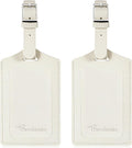 Travelambo Luggage Tags for Suitcases Faux Leather Privacy Protection 2 Pack Bag Tags Travel Accessories Essential, Ivory