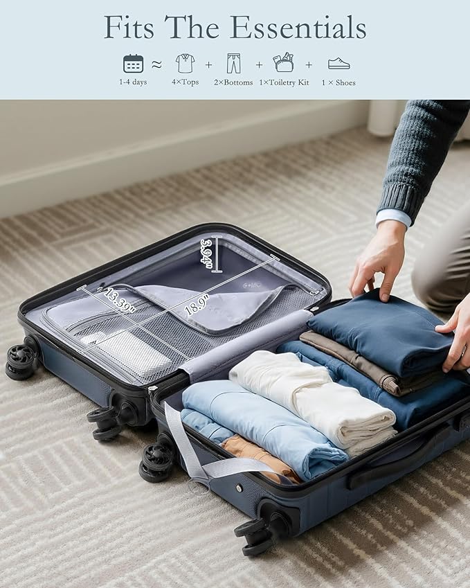 Coolife Luggage Sets 3 Piece, 20In Carry On Luggage with Spinner Wheels PC Hardside Suitcase Set with Travel Backpack (Teal blue, Backpack/TB/20)
