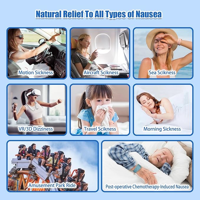 Hion Motion Sickness Bracelets Sea Sickness Wristbands for Motion Sickness/Morning Sickness/Pregnancy Nausea Anti Nausea Wristband Acupressure Nausea Bands Motion Sickness Bands（2Pairs-Pink+Beryl