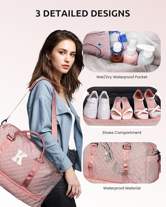 Personalized Initial semana Bag, Monogram Overnight Bag, Weekender & Travel Bag with Shoe & Makeup Compartments - Birthday Gift