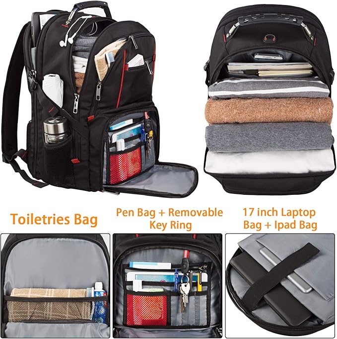 LTINVECK Travel Laptop Backpack, Extra Large Backpack for Men Women with USB Charging Port, TSA Friendly Heavy Duty Big Business Computer Backpacks Bag Fit 17 Inch Laptops, RFID Backbag