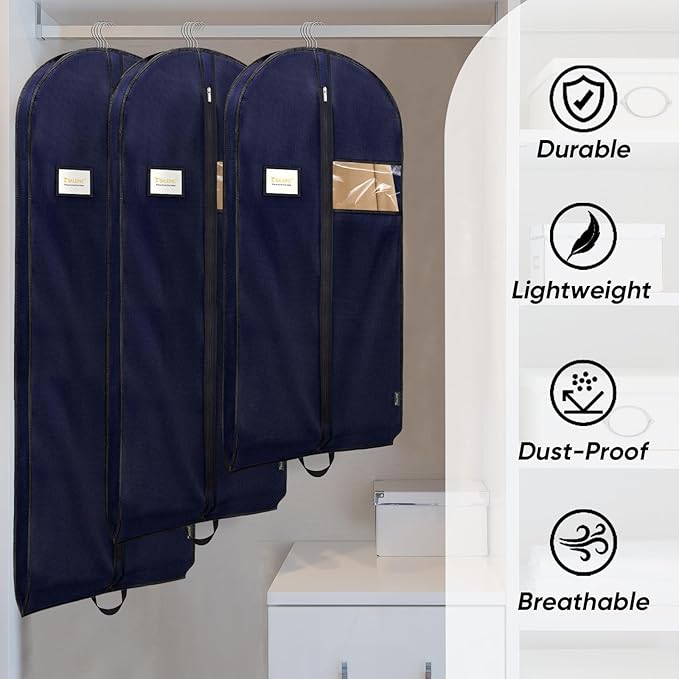 BALEINE 1PK Heavy Duty Garment Bag with Shoe Storage Travel Bag for Dresses, Suit, Coats Travel Essential (43", Blue)