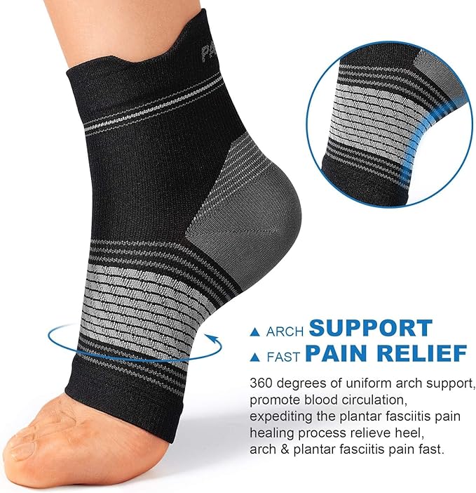 Plantar Fasciitis Sock (6 Pairs) for Men and Women, Compression Foot Sleeves with Arch and Ankle Support (Black, Nude, Navy, X-Large)