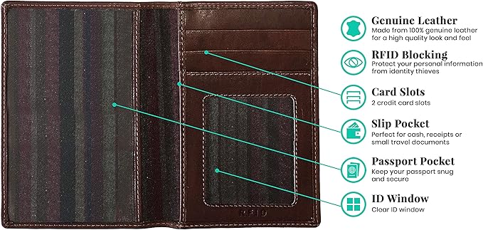 Personalized Monogrammed Toffee Leather RFID Passport Wallet