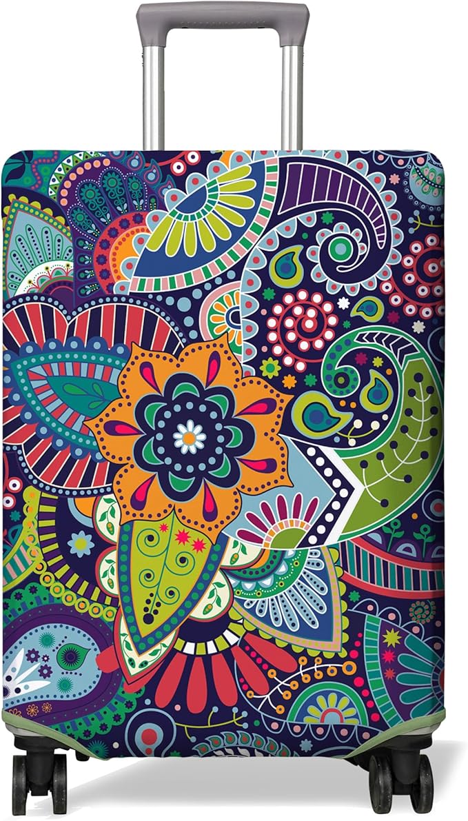Travel Luggage Cover Suitcase Protector Fits 18-32 Inch Wheel Covers PatternedTravel Related Items Flower Luggage Protector Elastic L