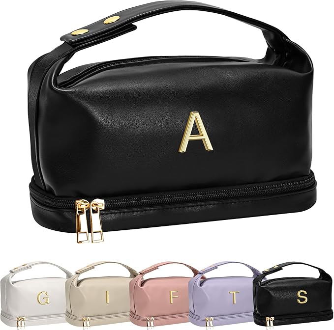 Womens Gifts, Personalized Makeup Bag with Handle, Party Gift Ideas Cosmetic Bag with Makeup Brush Organizer, Travel Toiletry Bag, Gifts for Friends Female Mom, Teen Birthday Gifts