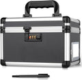 10.2 x 7 x 7.5 Inch Lockable Storage Box with Combination Lock, Portable Safe for Documents, Medicine, Cash & Valuables, Medicine Lock Box with Label Slot for Home, Office & Travel - Black